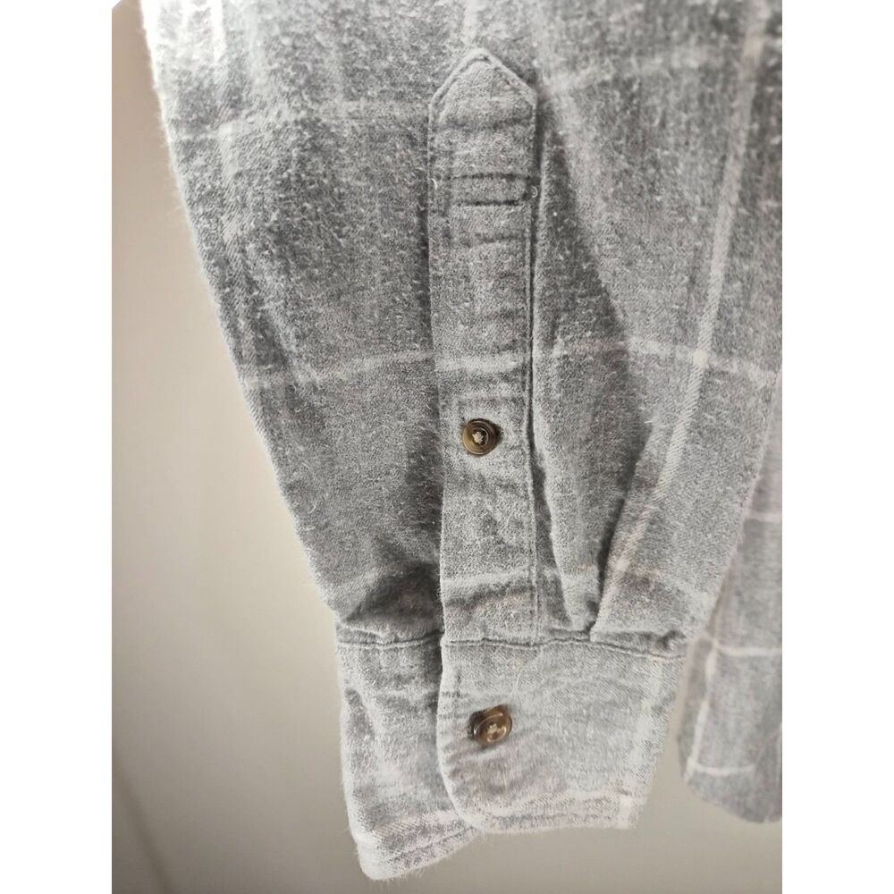 J Crew Slim Untucked Gray Plaid Flannel Spring Soft Brushed Twill Minimalist - Picture 8 of 11